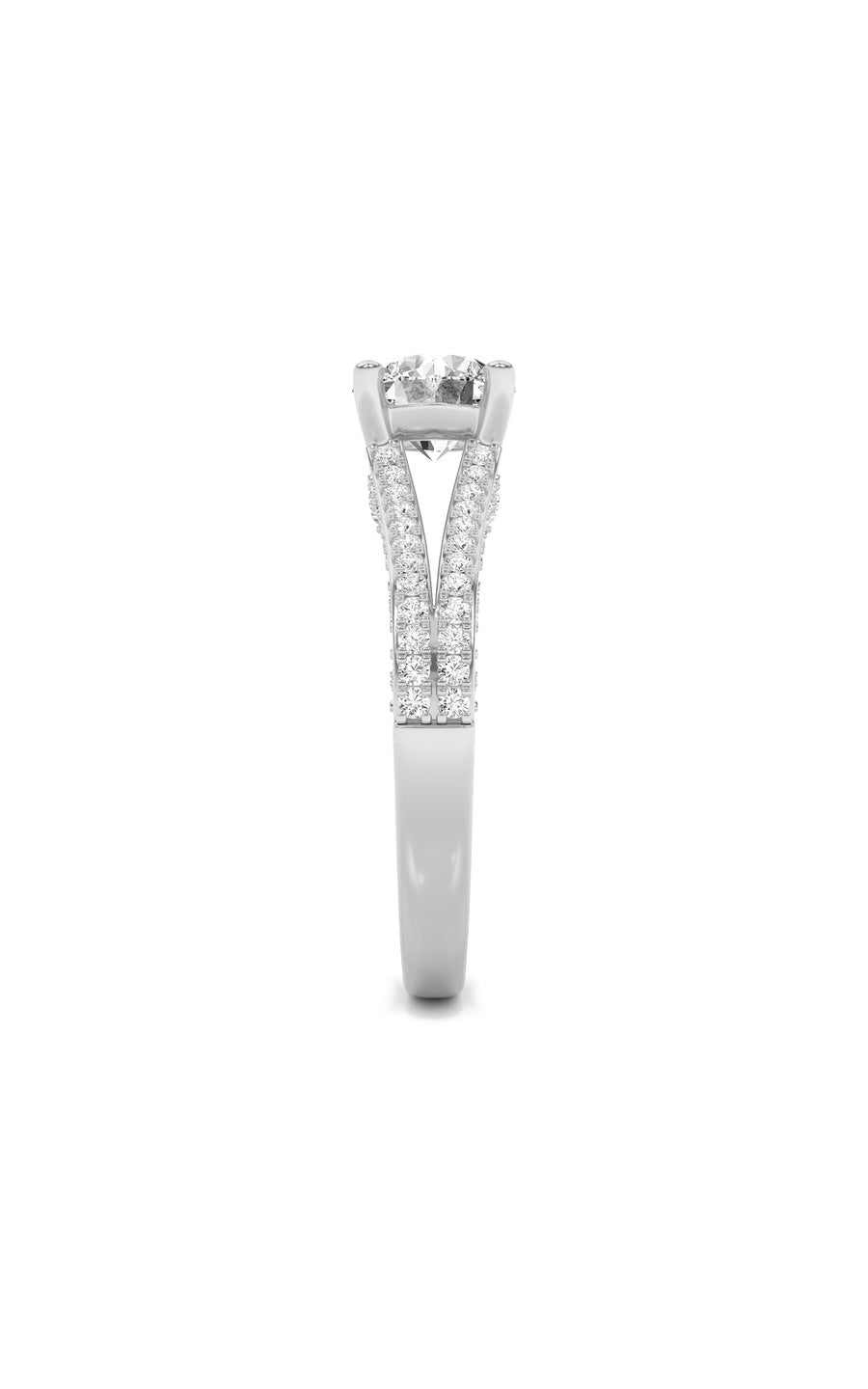 2Cttw Round Shaped Lab Grown Diamond (F/VS) SplitShank Accented Engagement Ring in 14K Gold