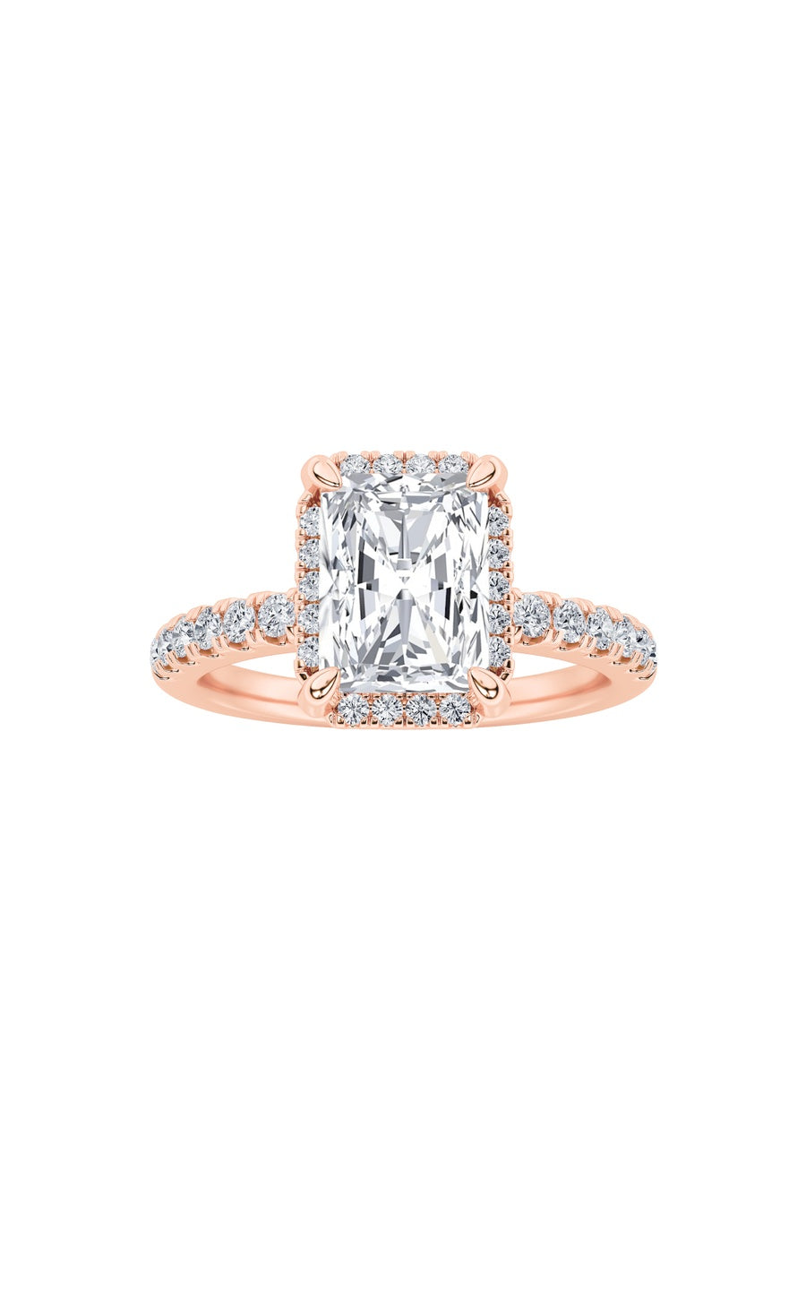 2Cttw Radiant Shaped Lab Grown Diamond (F/VS) HaloAccented Engagement Ring in 14K Gold