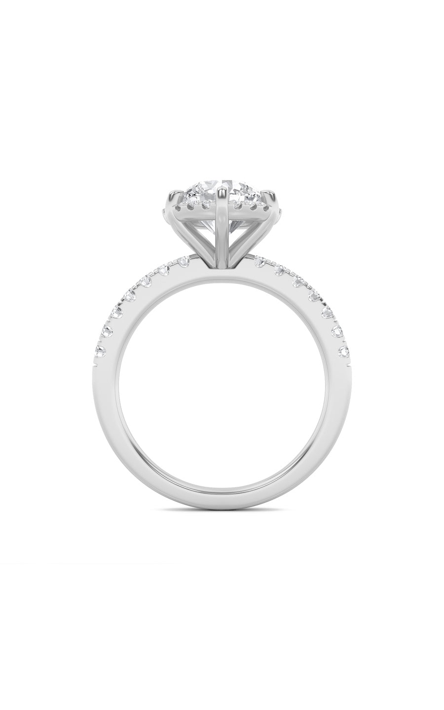 2Cttw Round Shaped Lab Grown Diamond (F/VS) Halo Accented Engagement Ring in 14K Gold