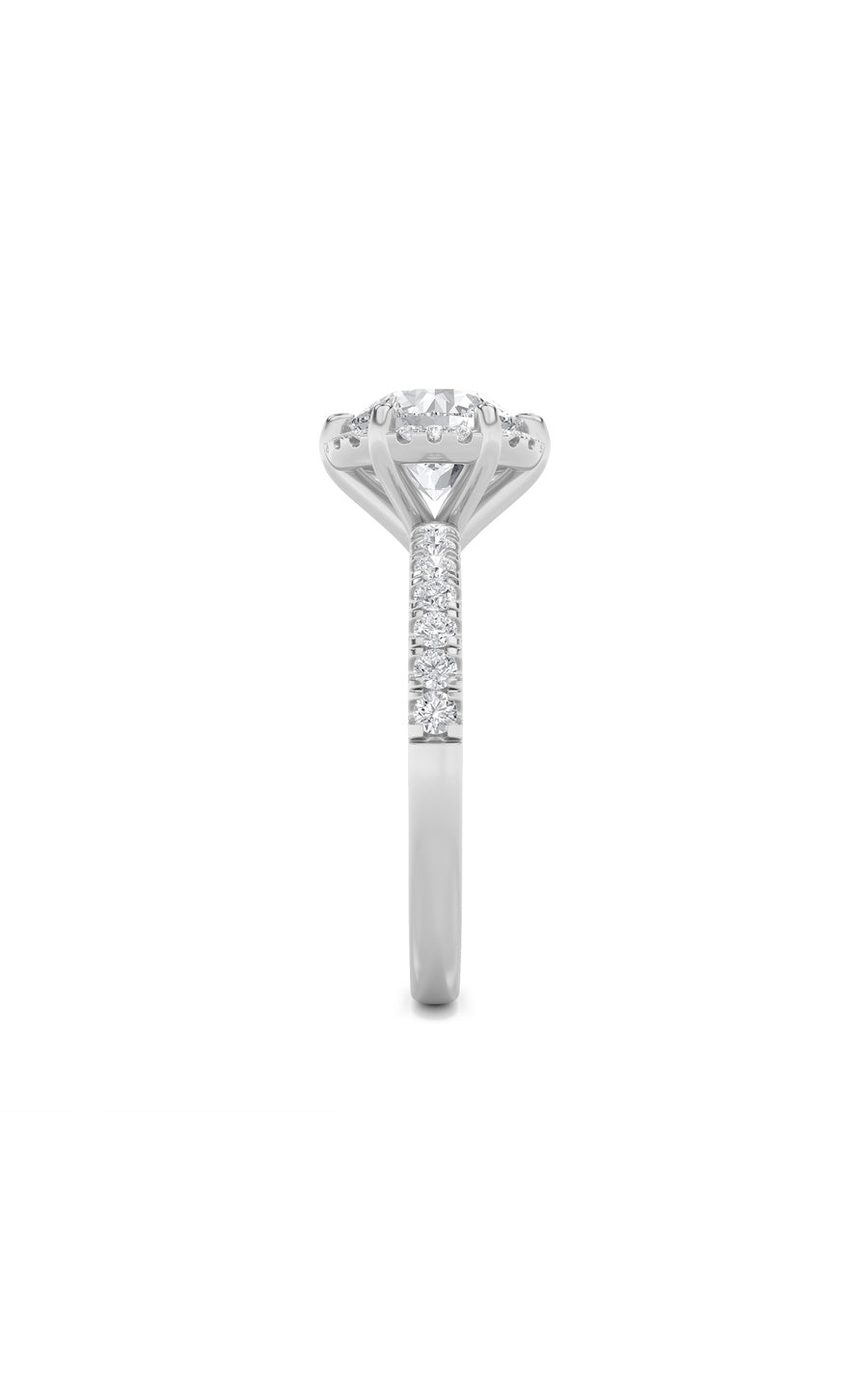 2Cttw Round Shaped Lab Grown Diamond (F/VS) Halo Accented Engagement Ring in 14K Gold