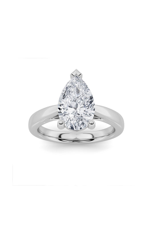 2Cttw Pear Shaped Lab Grown Diamond (F/VS) ClassicShank Solitaire Engagement Ring in 14K Gold