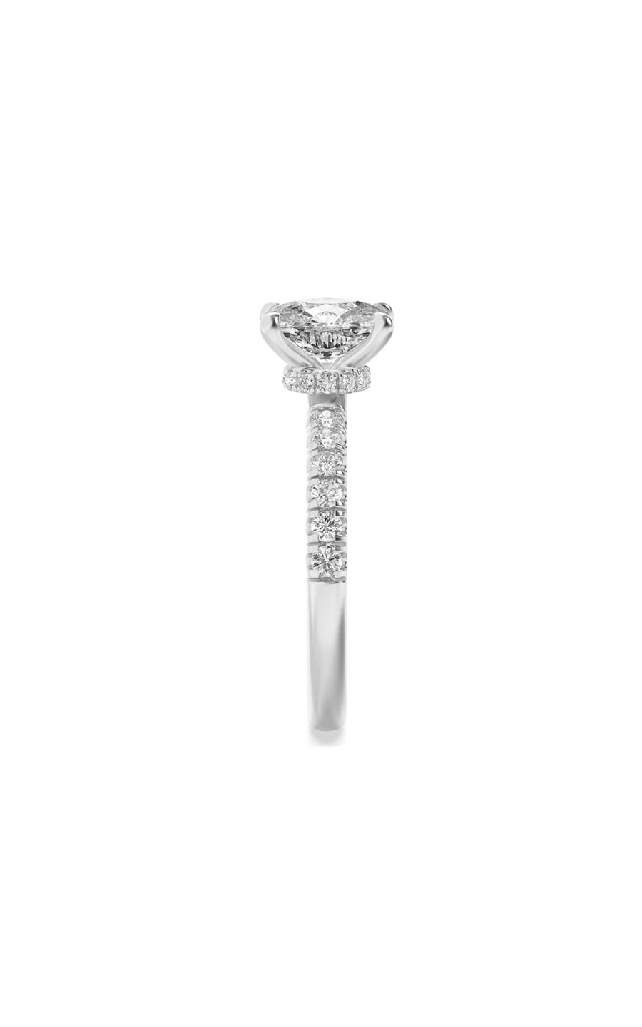 2Cttw Elongated Cushion Shaped Lab Grown Diamond (F/VS) Hidden Halo Accented Ring in 14K Gold