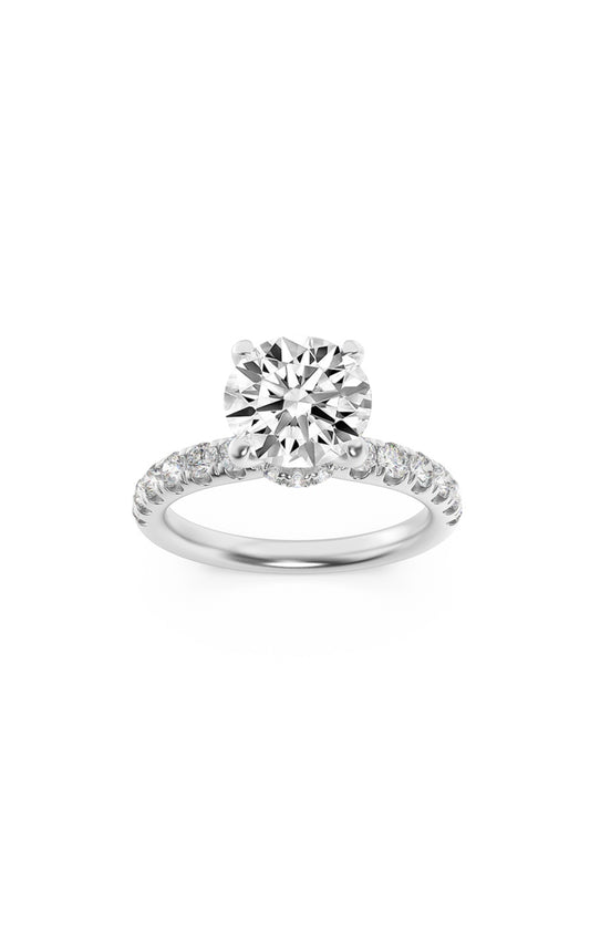 1.5Cttw Round Shaped Lab Grown Diamond (F/VS) Hidden Halo Accented Ring in 14K Gold