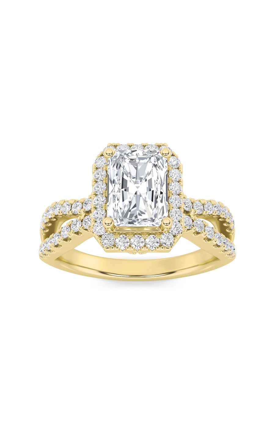 2Cttw Radiant Shaped Lab Grown Diamond (F/VS)  Ring in 14K Gold