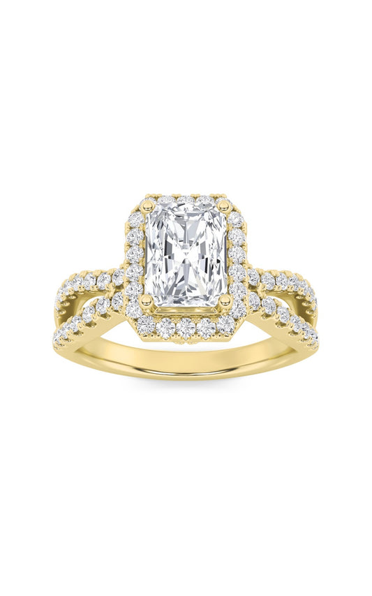 2Cttw Radiant Shaped Lab Grown Diamond (F/VS)  Ring in 14K Gold
