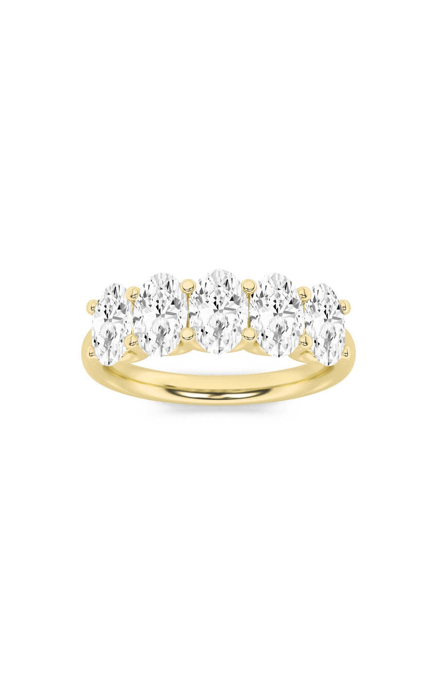 2Cttw Oval Shaped Lab Grown Diamond (F/VS) Five Stone Band Ring in 14K Gold