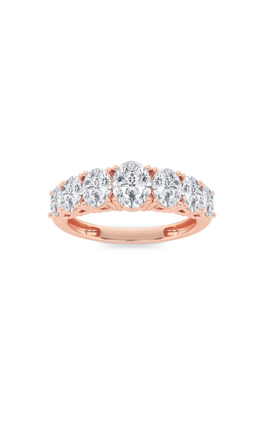 2Cttw Oval Shaped Lab Grown Diamond (F/VS) Seven Stone Band Ring in 14K Gold