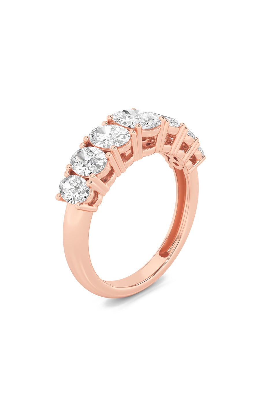 2Cttw Oval Shaped Lab Grown Diamond (F/VS) Seven Stone Band Ring in 14K Gold