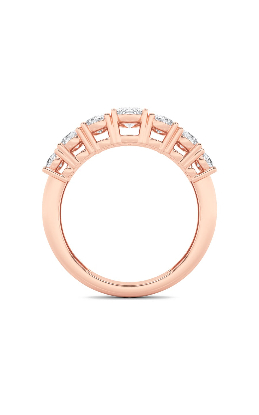 2Cttw Oval Shaped Lab Grown Diamond (F/VS) Seven Stone Band Ring in 14K Gold