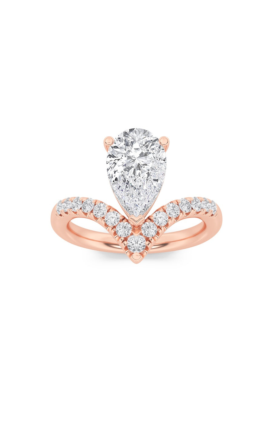 2Cttw Pear Shaped Lab Grown Diamond (F/VS) Accented Solitaire Fancy Engagement Ring in 14K Gold
