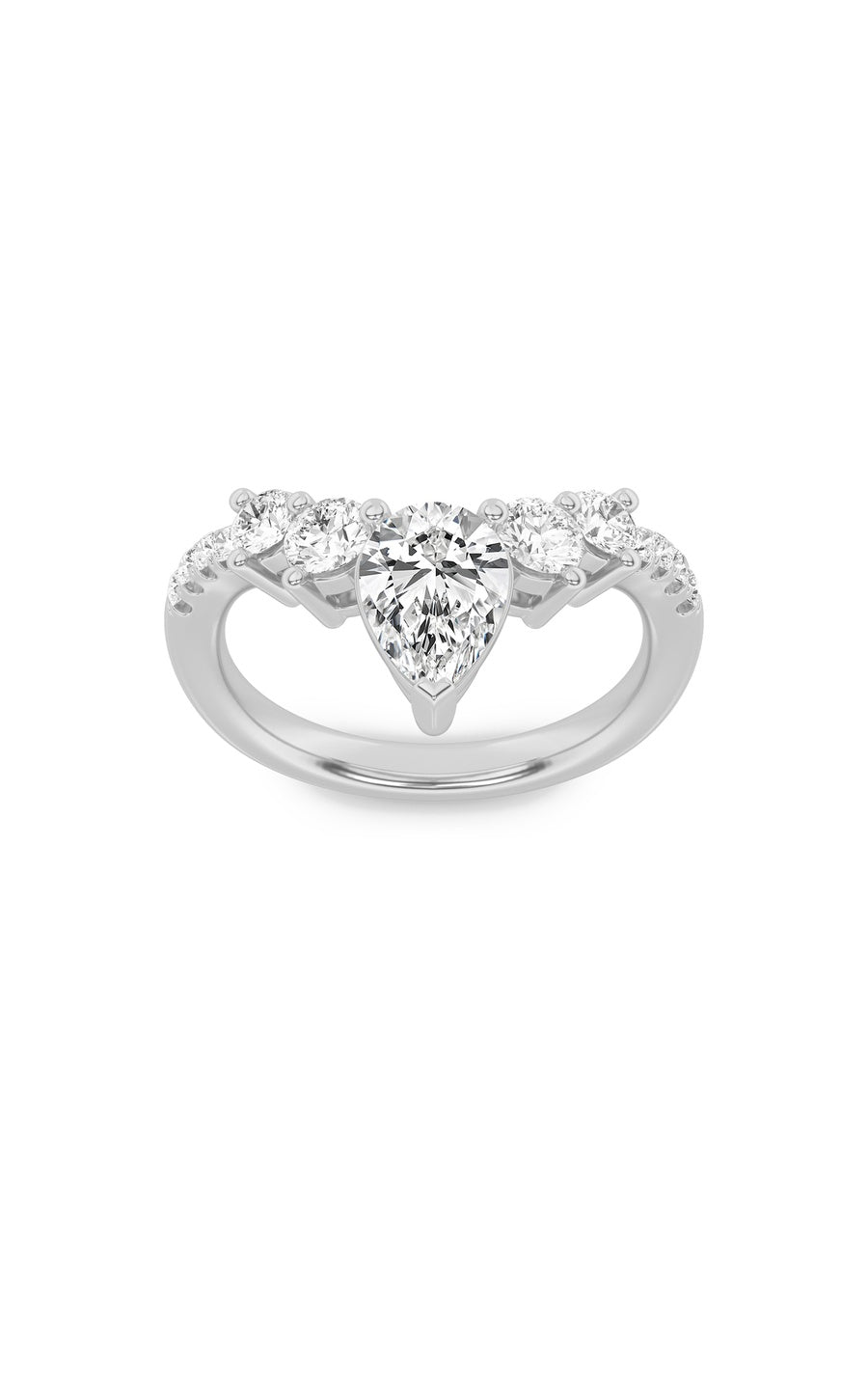 1.5Cttw Pear Shaped Lab Grown Diamond (F/VS) FancyContour Ring in 14K Gold