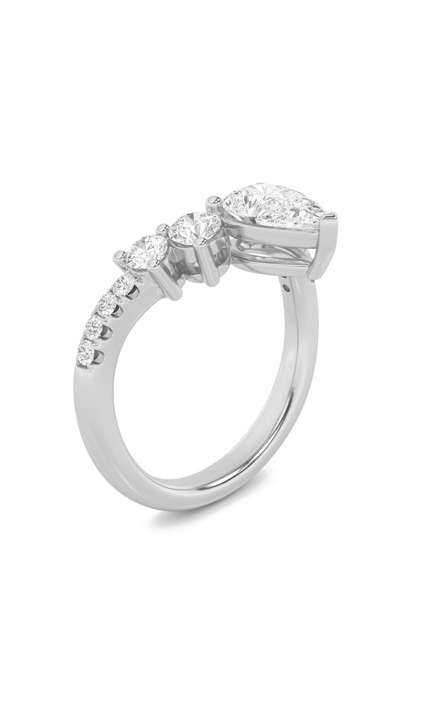 1.5Cttw Pear Shaped Lab Grown Diamond (F/VS) FancyContour Ring in 14K Gold