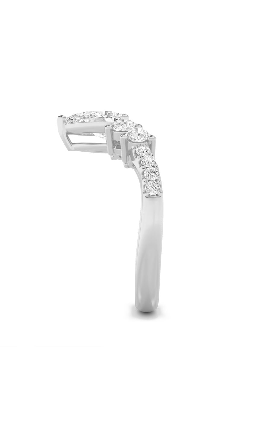 1.5Cttw Pear Shaped Lab Grown Diamond (F/VS) FancyContour Ring in 14K Gold