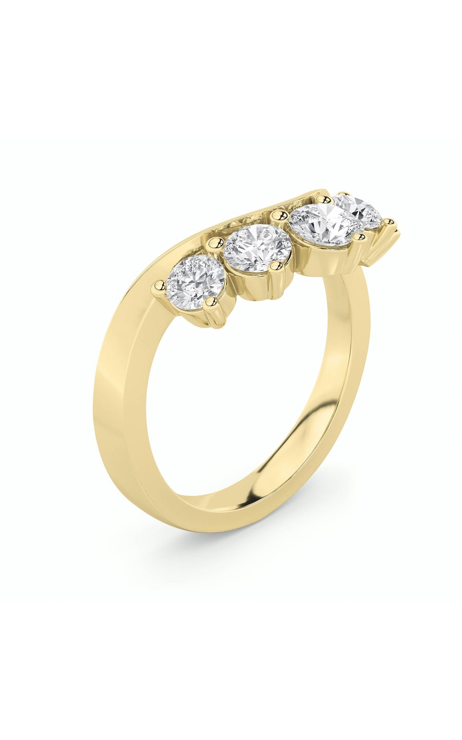 1Cttw Round Shaped Lab Grown Diamond (F/VS) FancyContour Ring in 14K Gold