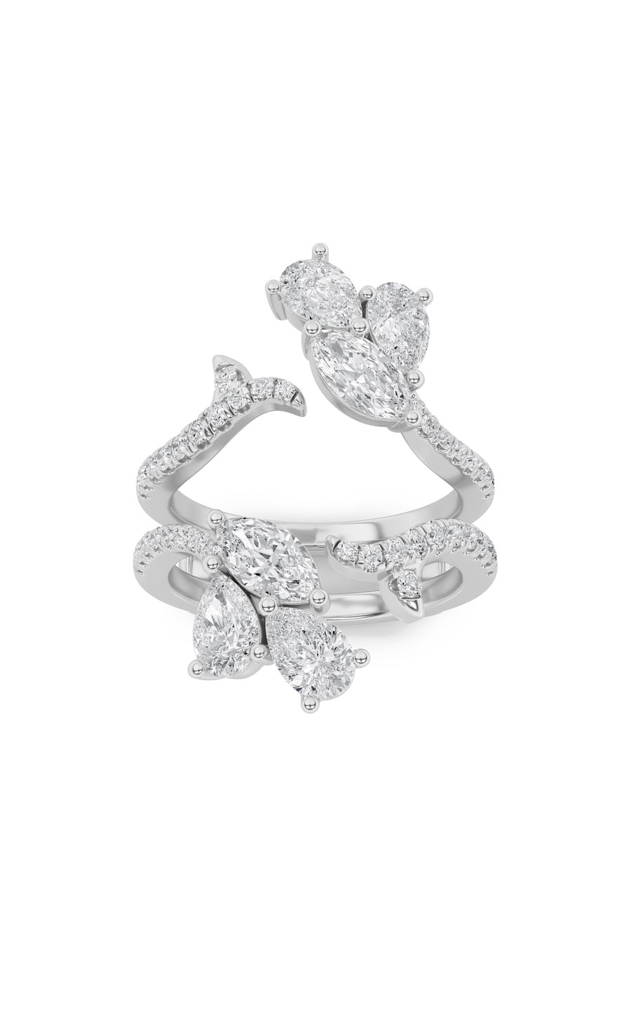 2Cttw Marquise Shaped Lab Grown Diamond (F/VS) Insert Jacket Ring in 14K Gold