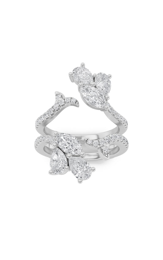 2Cttw Marquise Shaped Lab Grown Diamond (F/VS) Insert Jacket Ring in 14K Gold