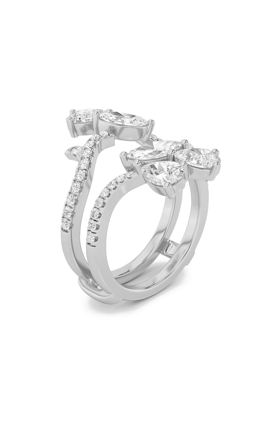 2Cttw Marquise Shaped Lab Grown Diamond (F/VS) Insert Jacket Ring in 14K Gold