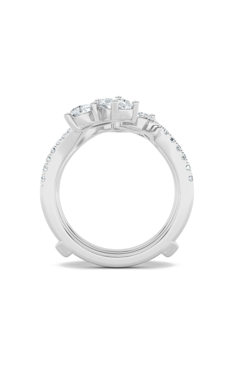 2Cttw Marquise Shaped Lab Grown Diamond (F/VS) Insert Jacket Ring in 14K Gold