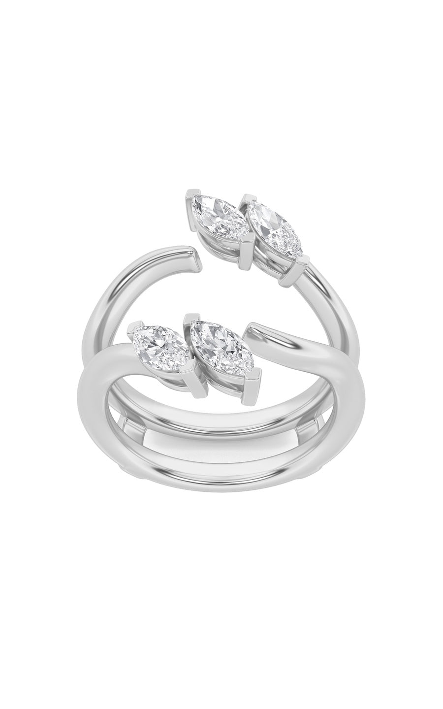 1Cttw Marquise Shaped Lab Grown Diamond (F/VS) Insert Jacket Ring in 14K Gold