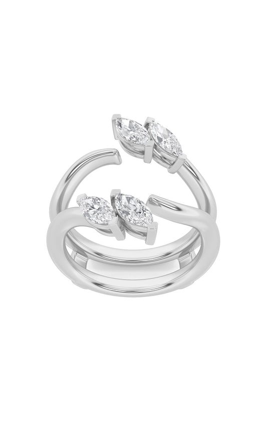 1Cttw Marquise Shaped Lab Grown Diamond (F/VS) Insert Jacket Ring in 14K Gold