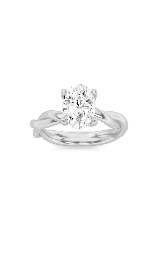 1Cttw Oval Shaped Lab Grown Diamond (F/VS) TwistedShank Solitaire Engagement Ring in 14K Gold