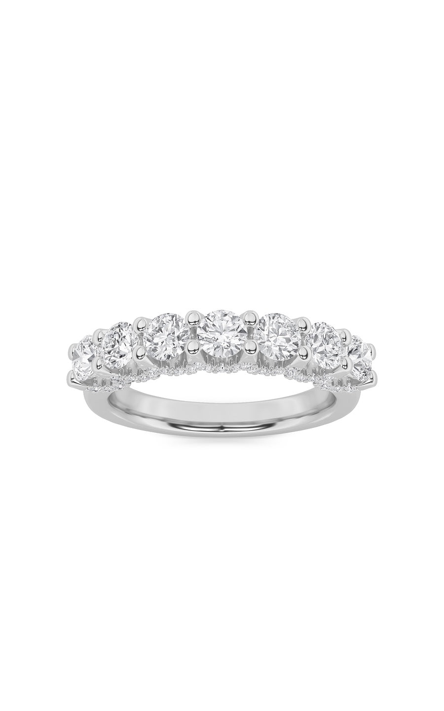 1Cttw Round Shaped Lab Grown Diamond (F/VS) Accented Double Halo Set of Band and  Ring in 14K Gold