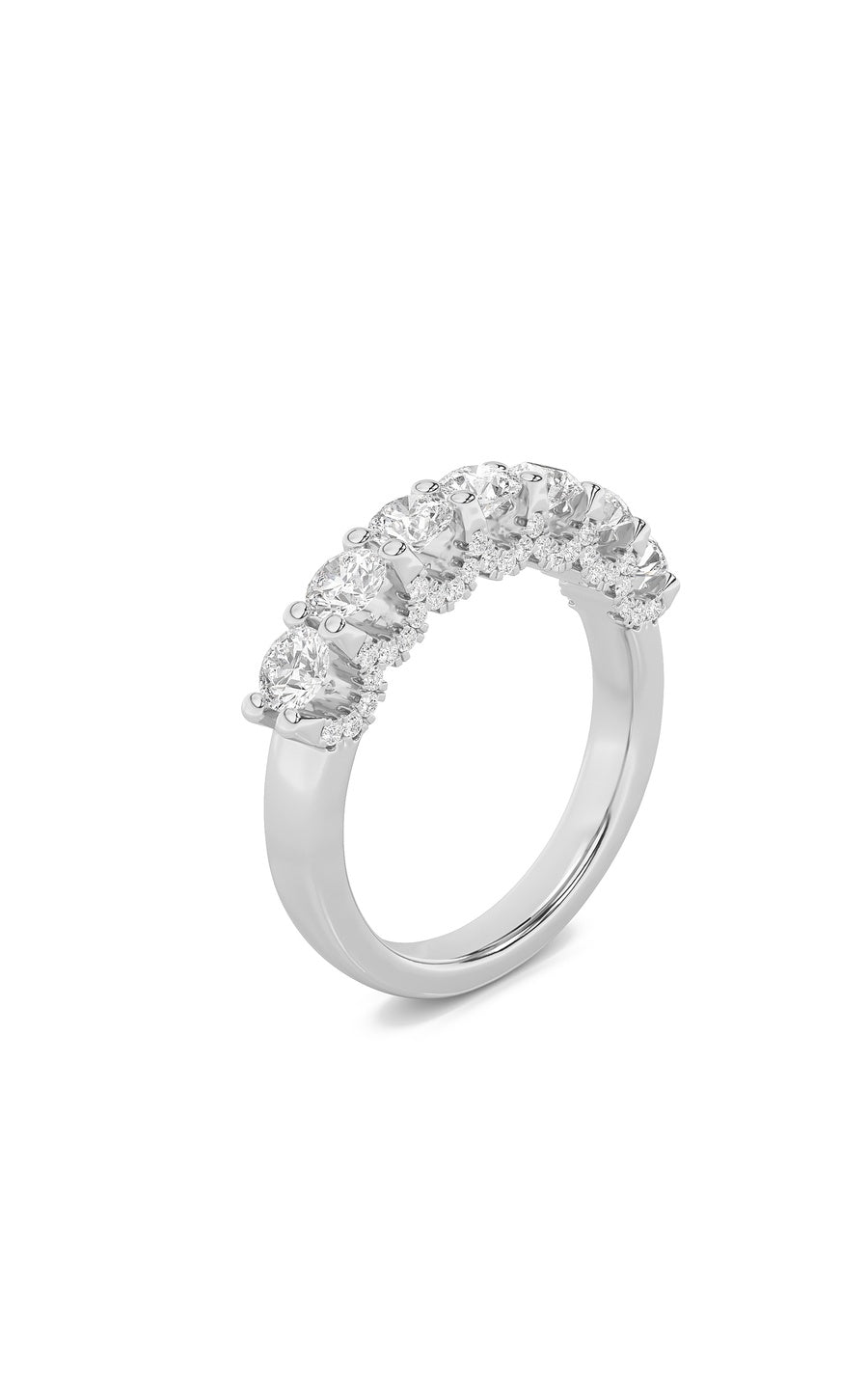 1Cttw Round Shaped Lab Grown Diamond (F/VS) Accented Double Halo Set of Band and  Ring in 14K Gold