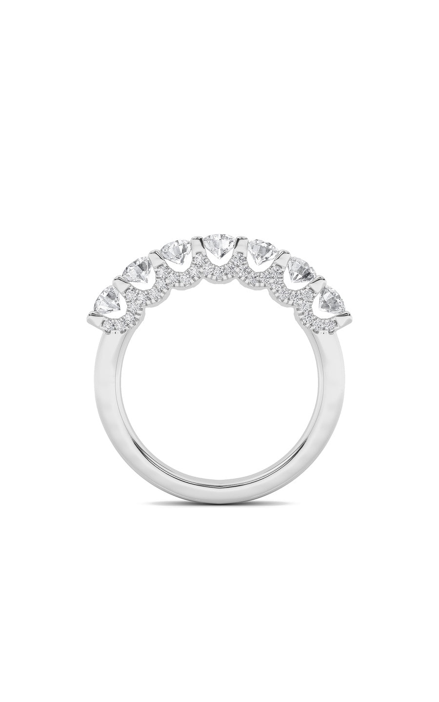 1Cttw Round Shaped Lab Grown Diamond (F/VS) Accented Double Halo Set of Band and  Ring in 14K Gold