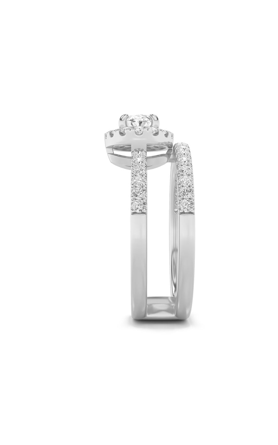 1Cttw Oval Shaped Lab Grown Diamond (F/VS) Halo Accented Fashion Ring in 14K Gold