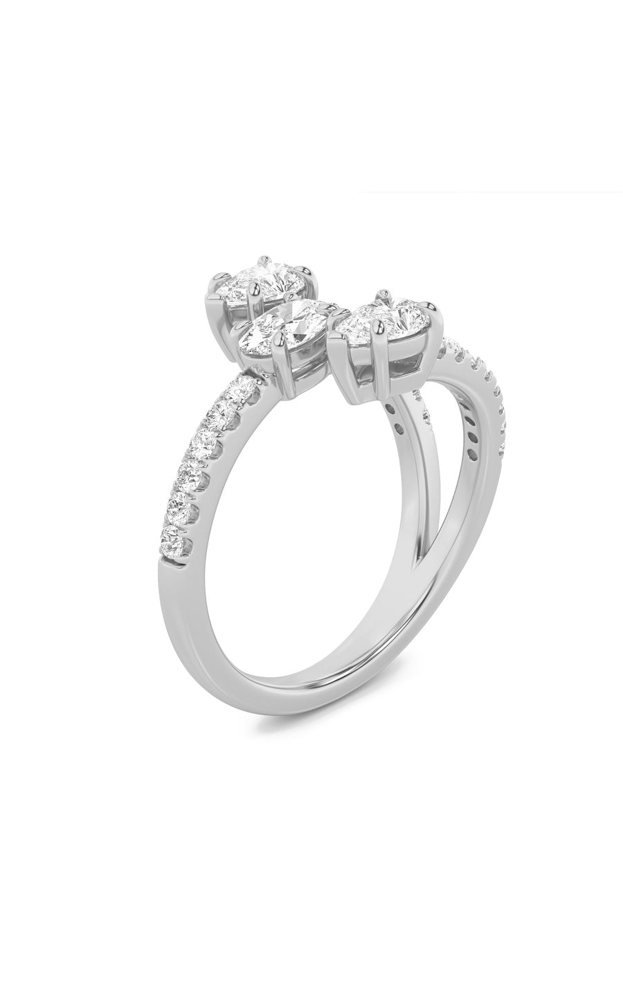 1Cttw Oval Shaped Lab Grown Diamond (F/VS) Three Stone Fashion Ring in 14K Gold