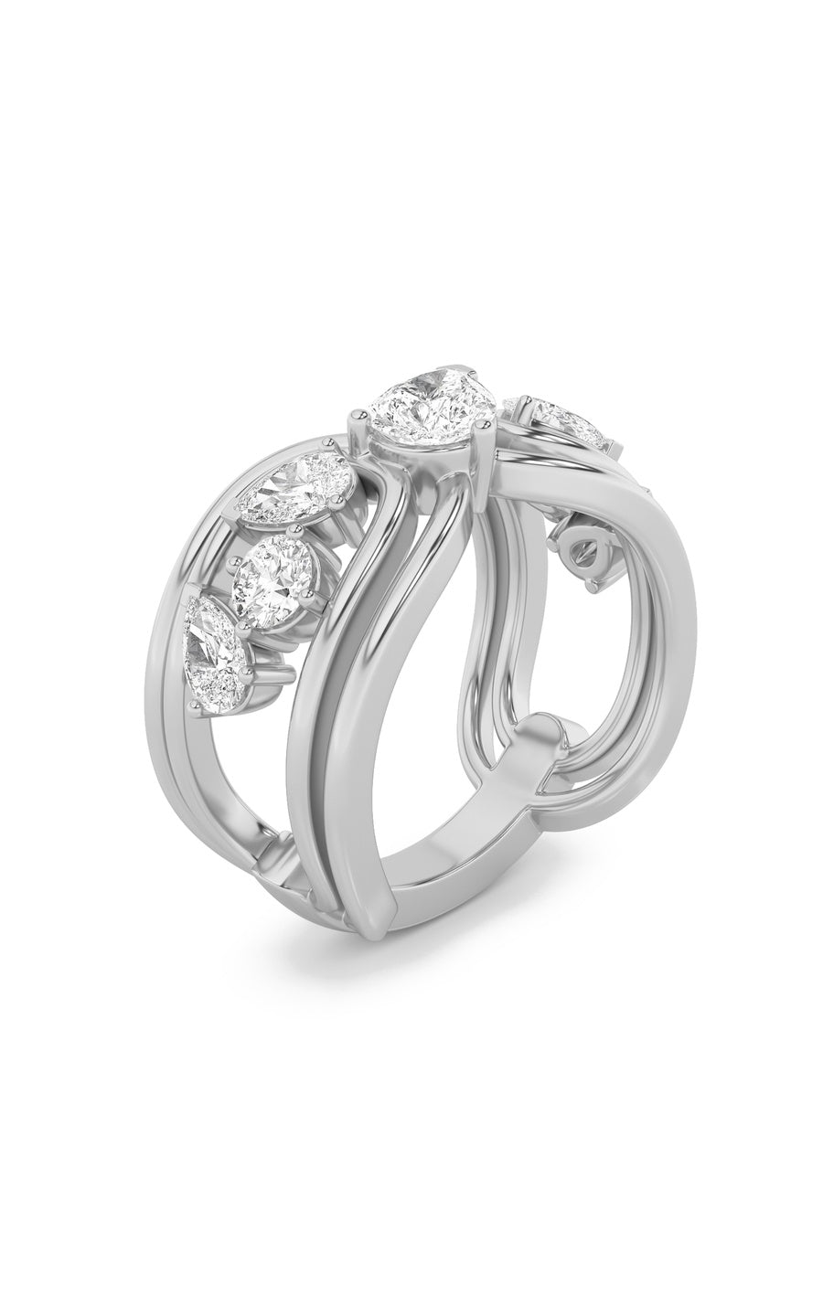 2Cttw Pear Shaped Lab Grown Diamond (F/VS) Seven Stone Fashion Ring in 14K Gold
