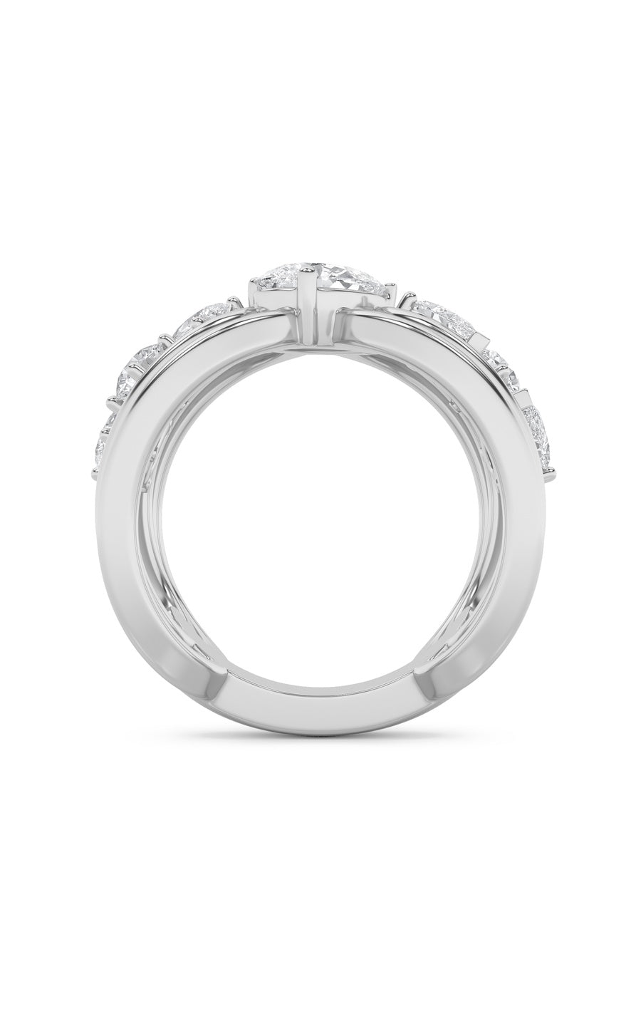2Cttw Pear Shaped Lab Grown Diamond (F/VS) Seven Stone Fashion Ring in 14K Gold
