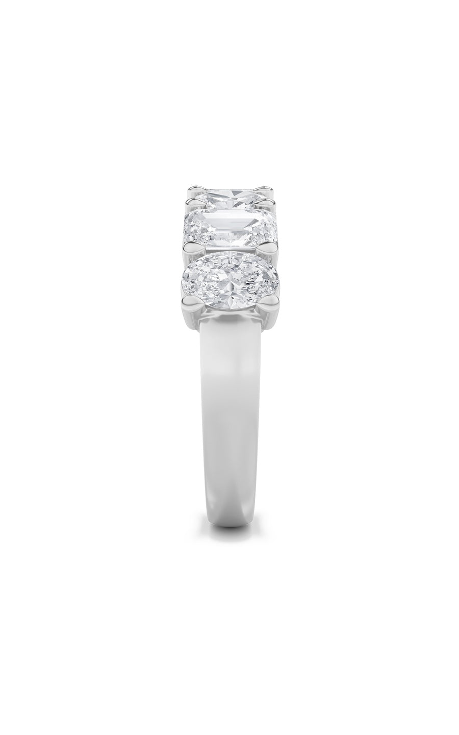 3Cttw Emerald Shaped Lab Grown Diamond (F/VS) Seven Stone Band Ring in 14K Gold