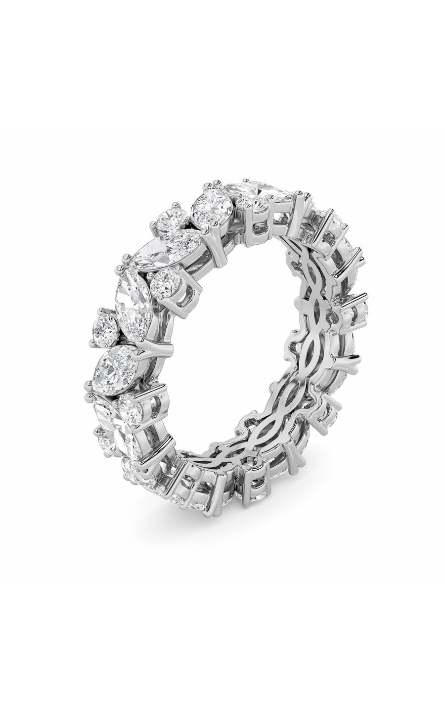 3Cttw Marquise Shaped Lab Grown Diamond (G/VS) Eternity Band Ring in 14K Gold