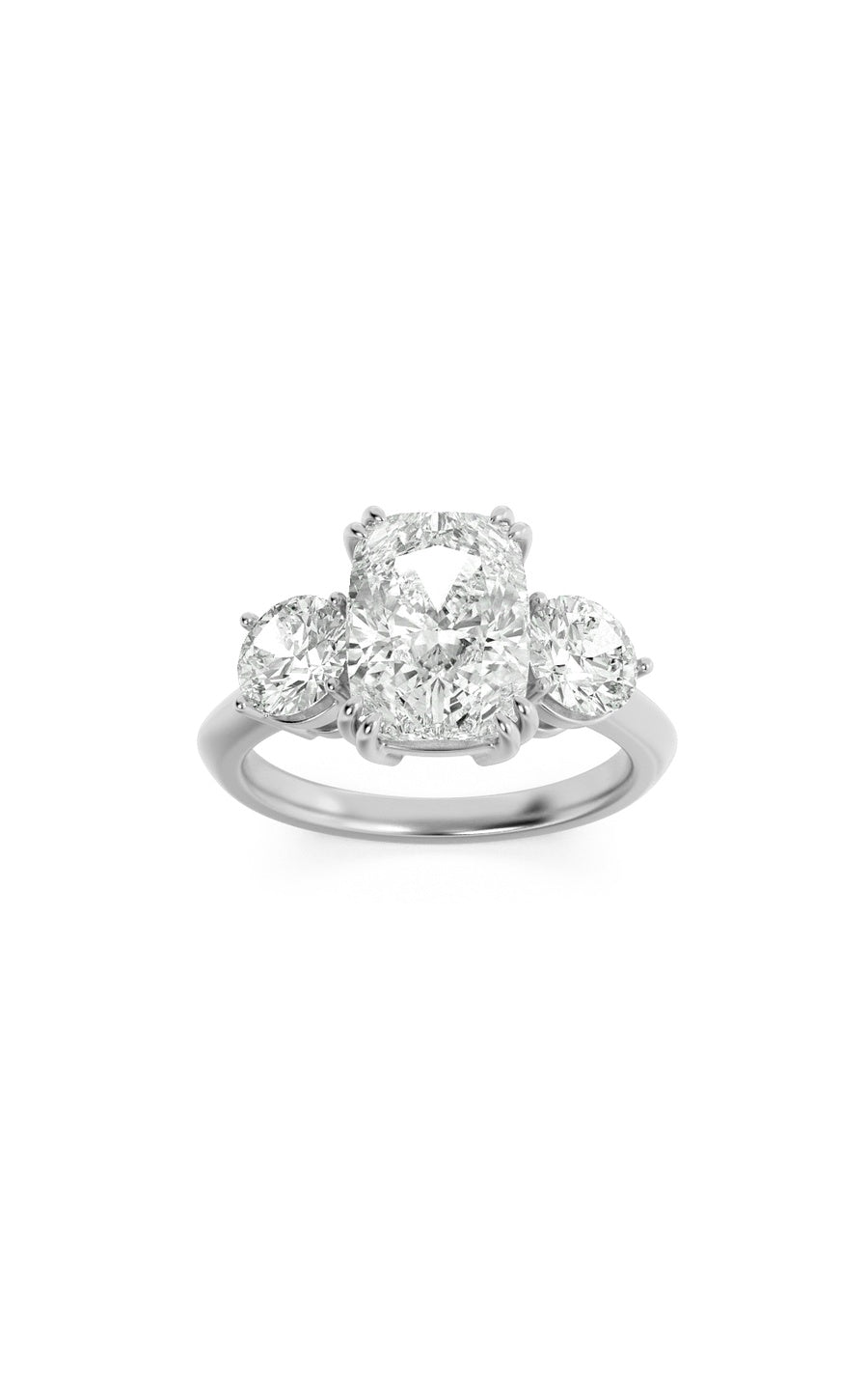 3Cttw Elongated Cushion Shaped Lab Grown Diamond (G/VS) Bold Three Stone Ring in 14K Gold