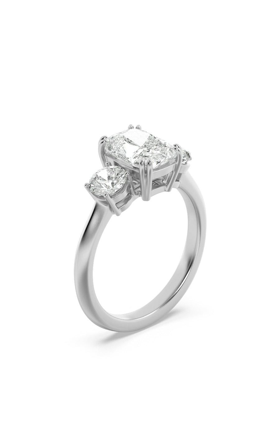 3Cttw Elongated Cushion Shaped Lab Grown Diamond (G/VS) Bold Three Stone Ring in 14K Gold