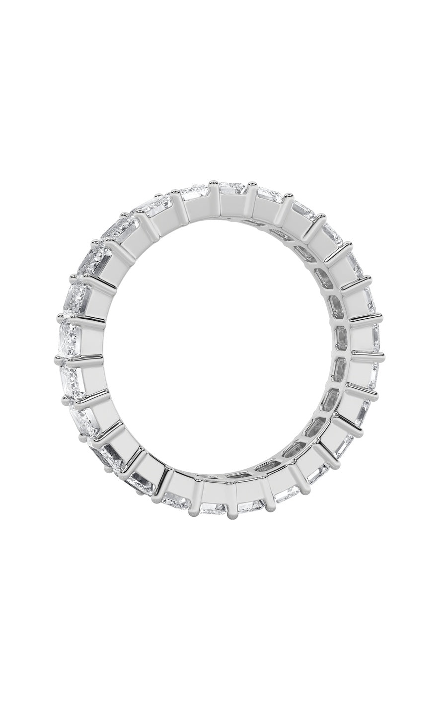 2.75Cttw Emerald Shaped Lab Grown Diamond Split Prong Eternity Ring in 14K Gold (F/VS)