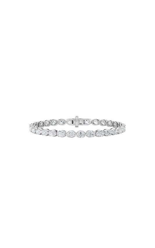 5.5Cttw Oval Shaped Lab Grown Diamond (F/VS) Tennis Bracelet in 14K Gold