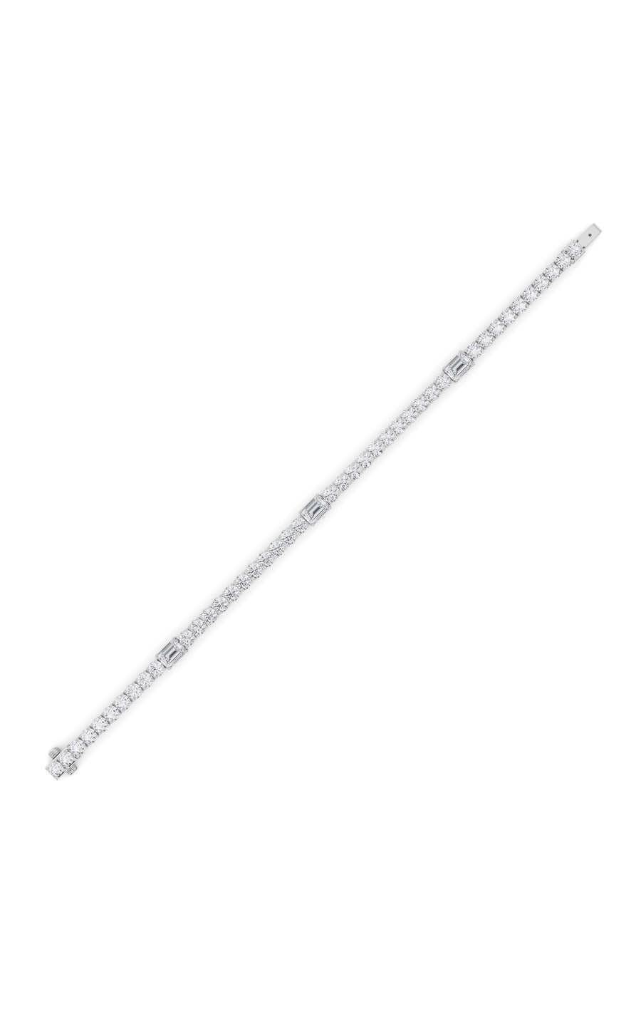 10CTW Emerald Shaped Lab Grown Diamond (F/VS) East West Station Bracelet in 14K Gold