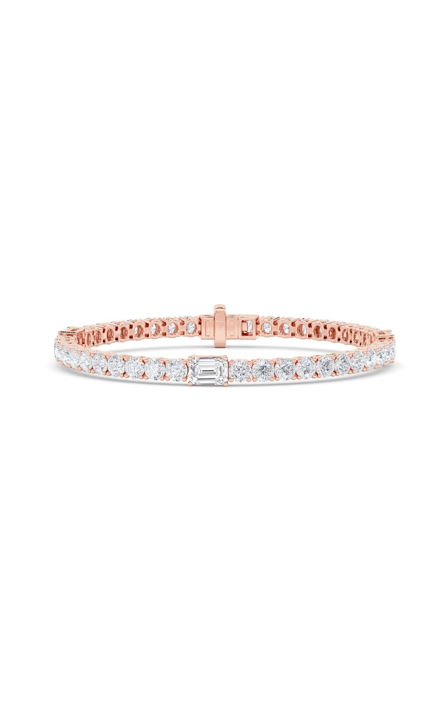 10Cttw Emerald Shaped Lab Grown Diamond (F/VS) East West Station Bracelet in 14K Gold