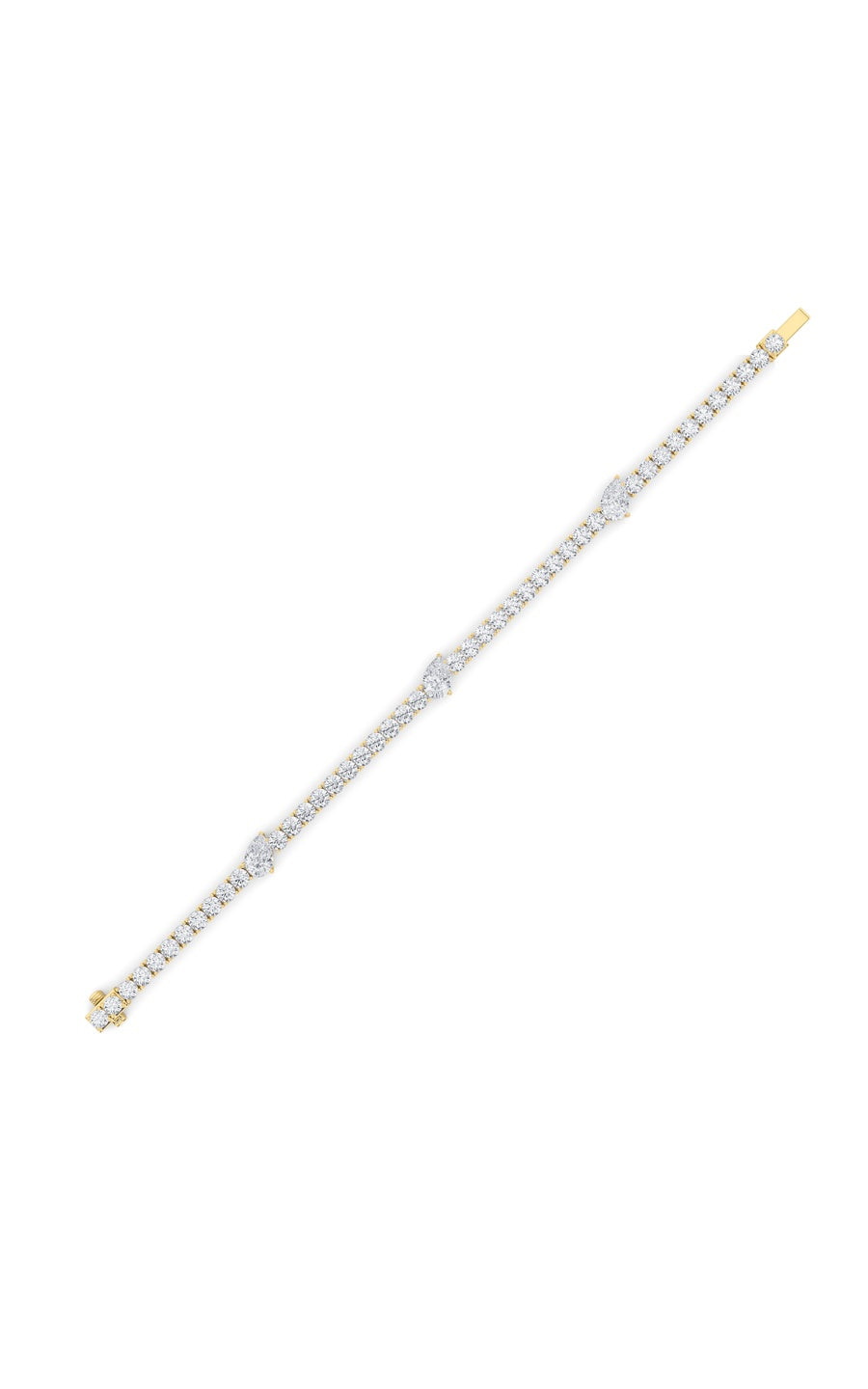 10Cttw Pear Shaped Lab Grown Diamond (F/VS) East West Station Bracelet in 14K Gold