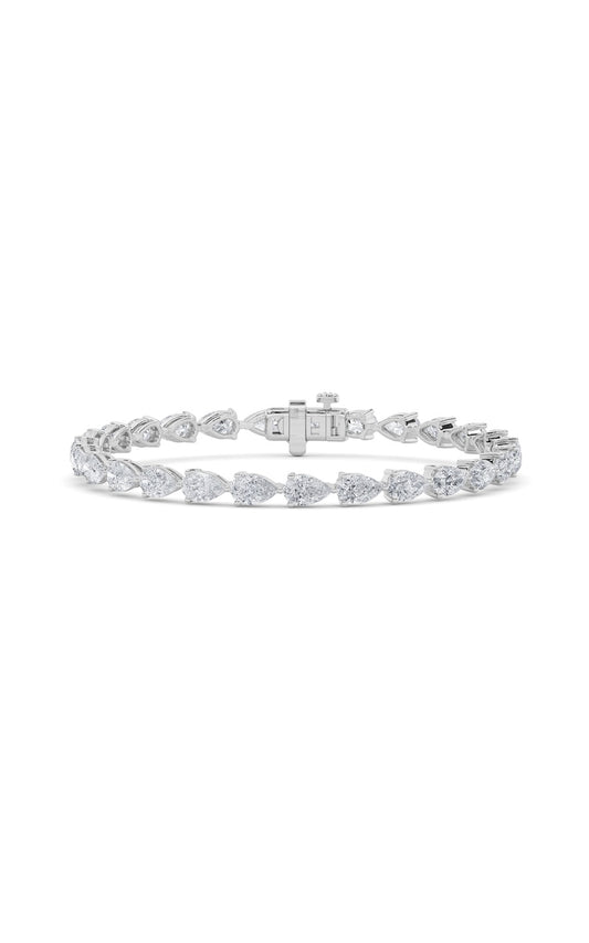 8.5Cttw Pear Shaped Lab Grown Diamond (F/VS) Fancy Line Bracelet in 14K Gold