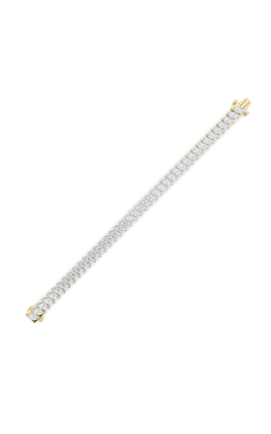 16.5Cttw Marquise Shaped Lab Grown Diamond (F/VS)Angled Line Bracelet in 14K Gold