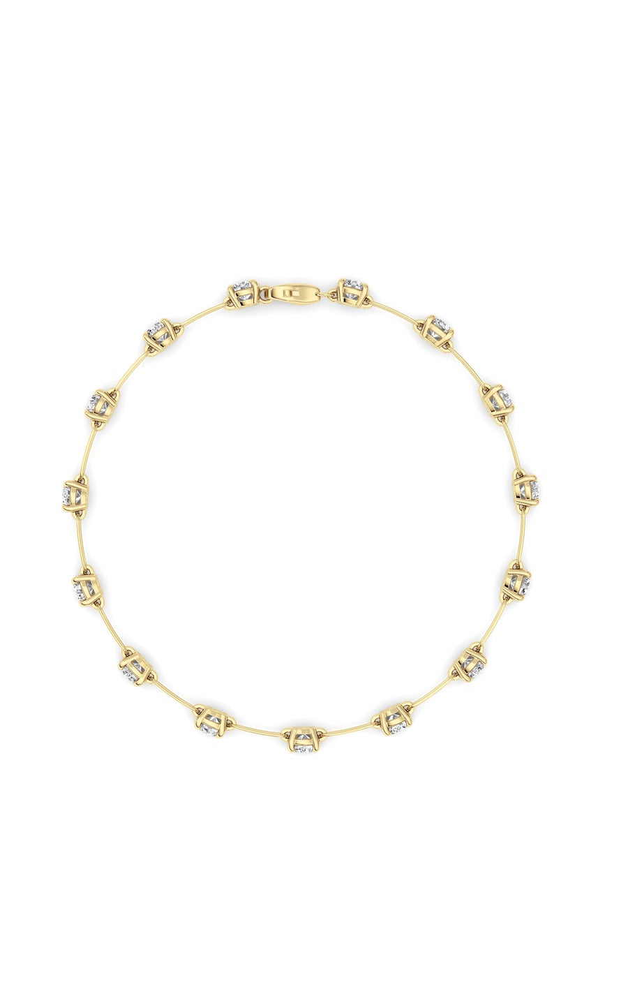 3Cttw Round Shaped Lab Grown Diamond (F/VS) Station Bracelet in 14K Gold