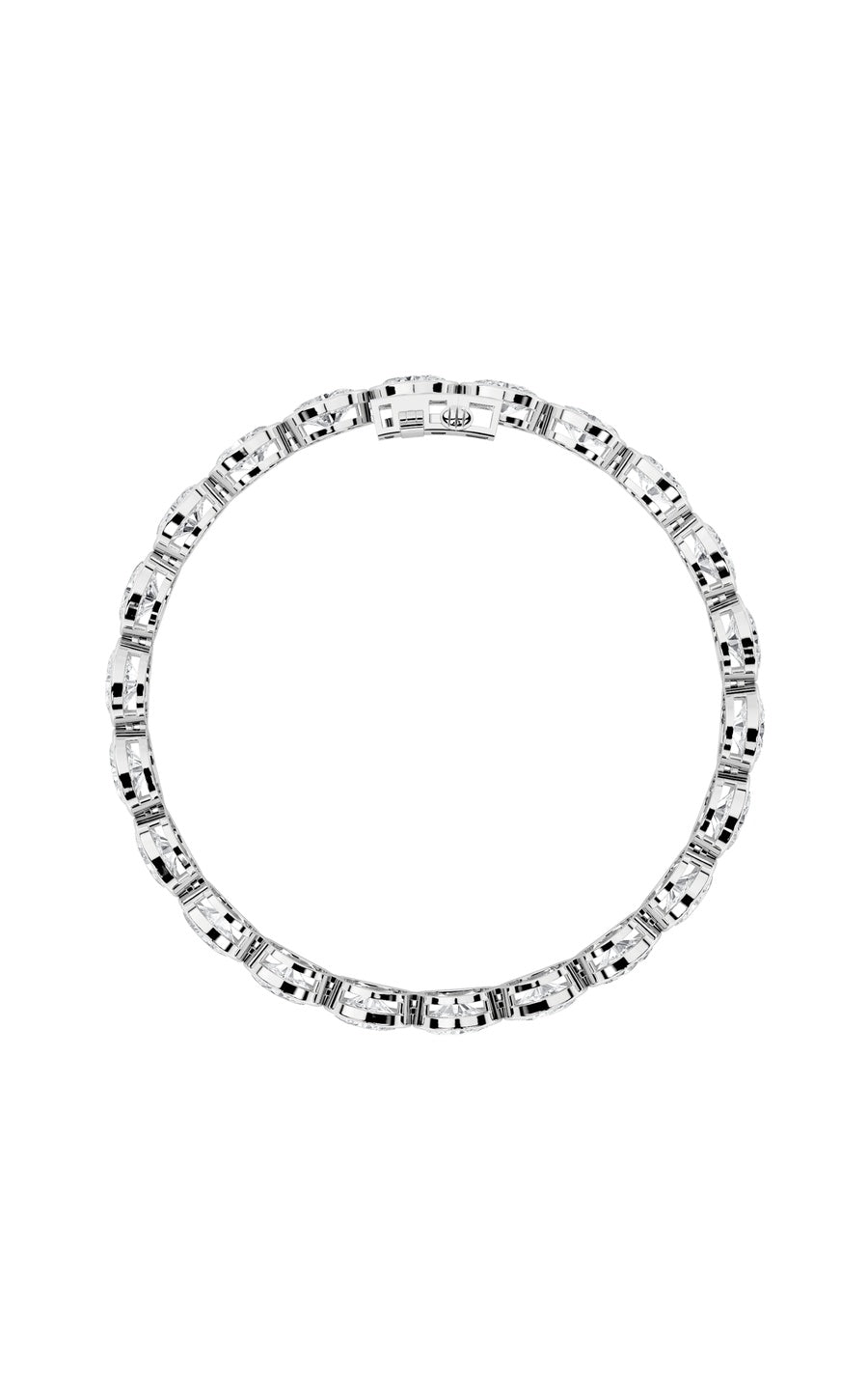 15Cttw Oval Shaped Lab Grown Diamond (F/VS) East West Bezel Set Bracelet in 14K Gold