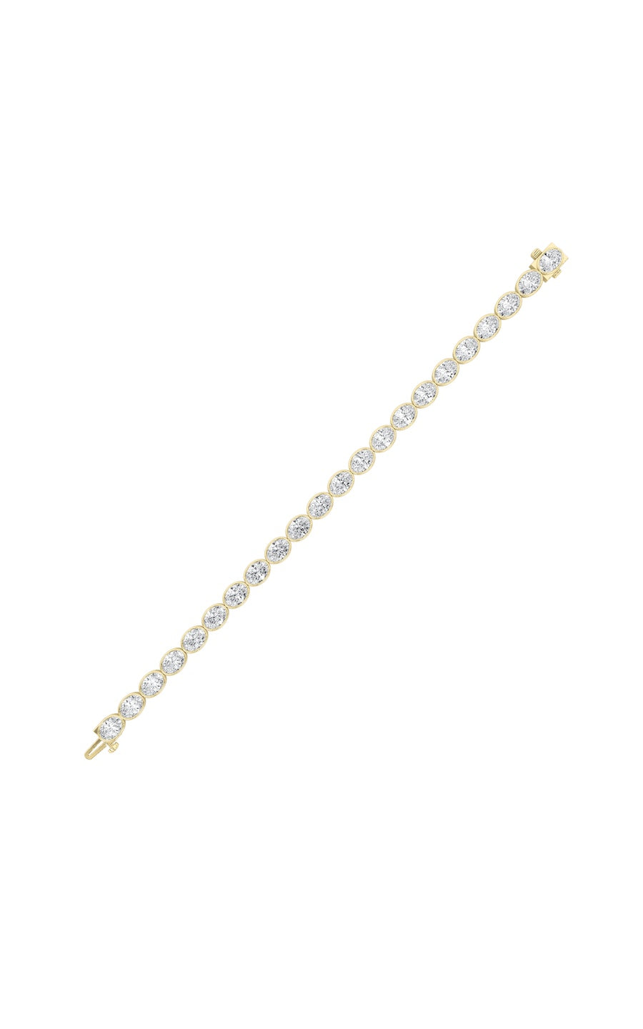 15Cttw Oval Shaped Lab Grown Diamond (F/VS) East West Bezel Set Bracelet in 14K Gold