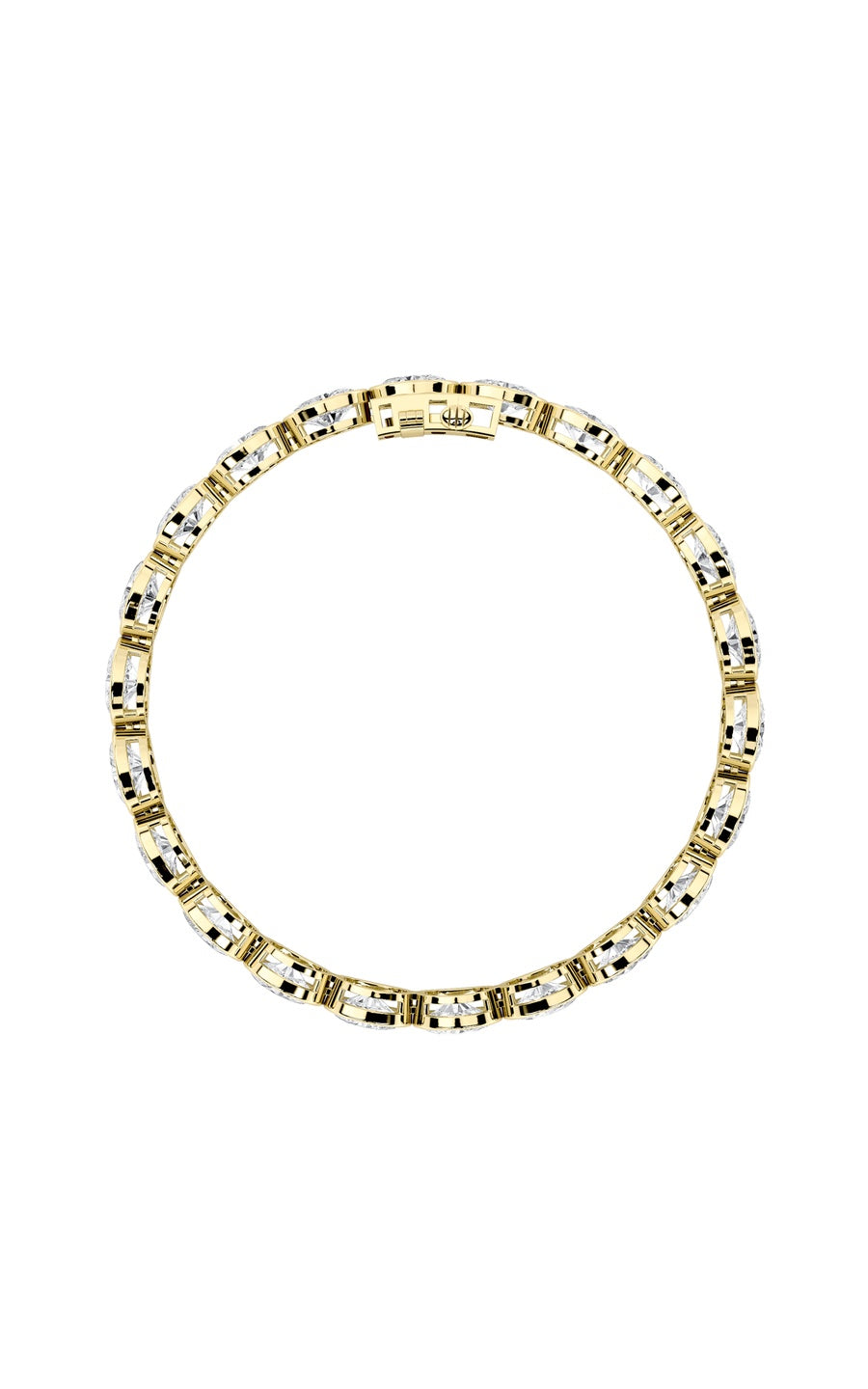 15Cttw Oval Shaped Lab Grown Diamond (F/VS) East West Bezel Set Bracelet in 14K Gold