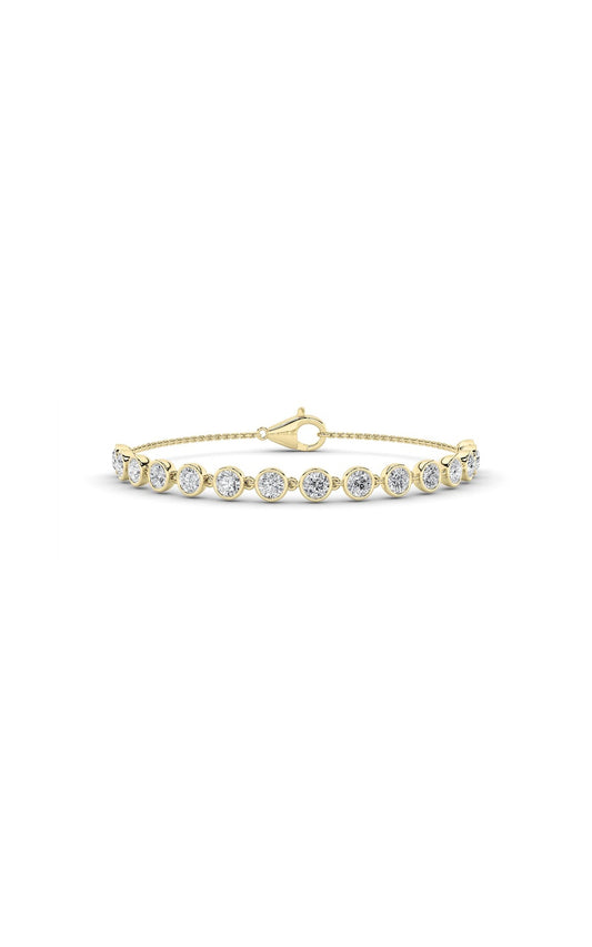 3Cttw Round Shaped Lab Grown Diamond (F/VS) BezelSet Bracelet in 14K Gold