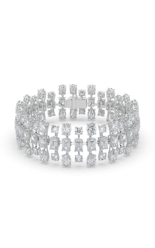 34.5Cttw Mix Shaped Lab Grown Diamond (F/VS) Bracelet in 14K Gold