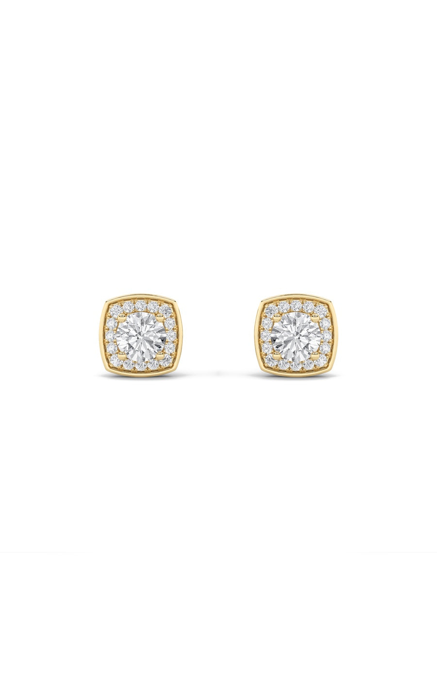 1Cttw Round Shaped Lab Grown Diamond (F/VS) Halo Stud Earrings in 14K Gold